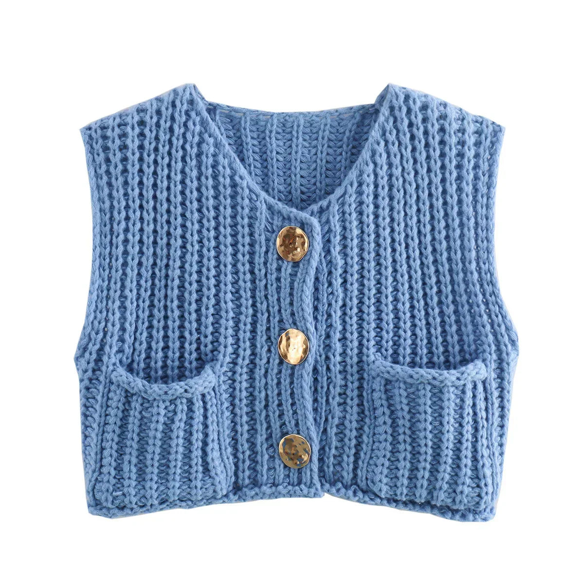 Emilien | Women's Stylish Knitted Vest with V-Neck, Button Front & Pockets – Trendy Layering Piece