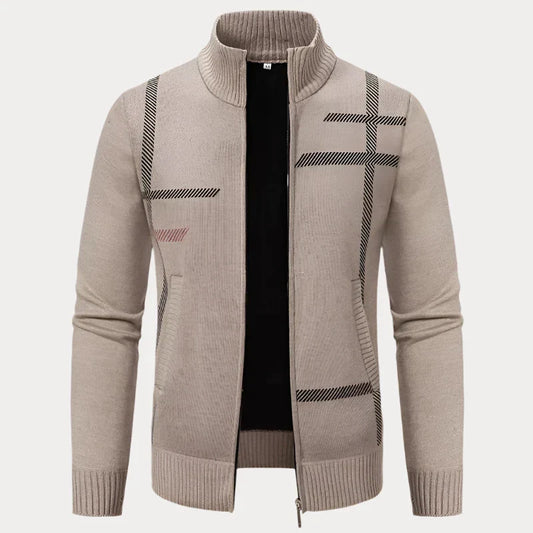 Rainald | Men's Full Zip Stand Collar Casual Cardigan with Side Pockets
