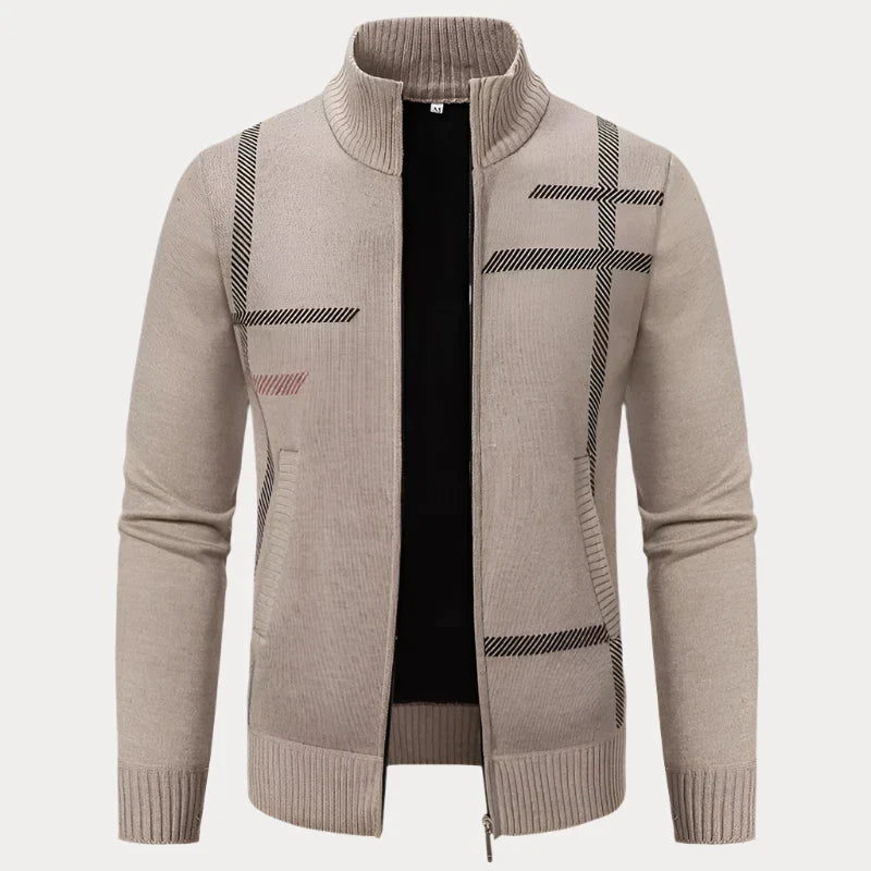 Rainald | Men's Full Zip Stand Collar Casual Cardigan with Side Pockets