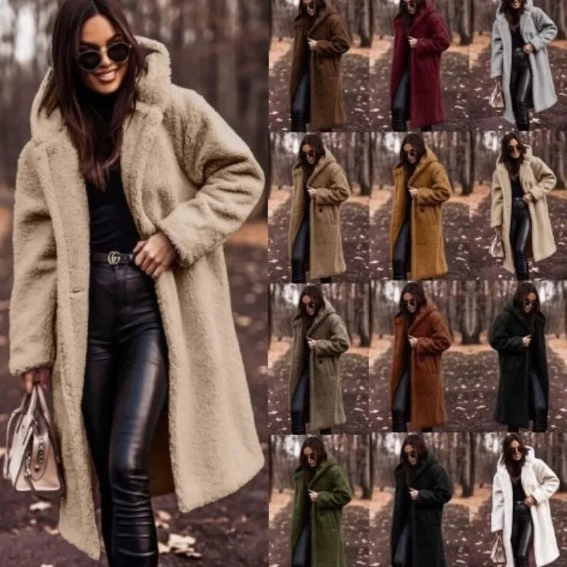 Elspet | Women's Long Hooded Plush Coat for Effortless Warmth and Style