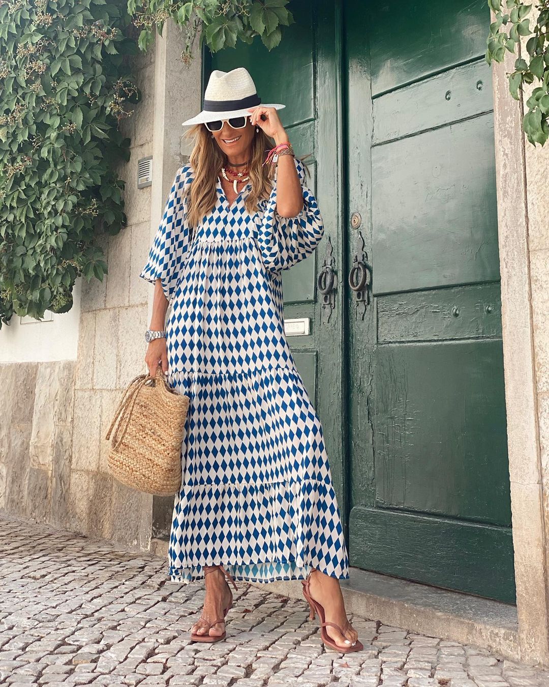 Margot | Women's Long Puff Sleeve Stylish Print Summer Maxi Dress