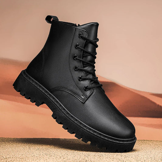 Islington | Men’s Waterproof Black High-Top Lace-Up Boots with Anti-Slip Sole