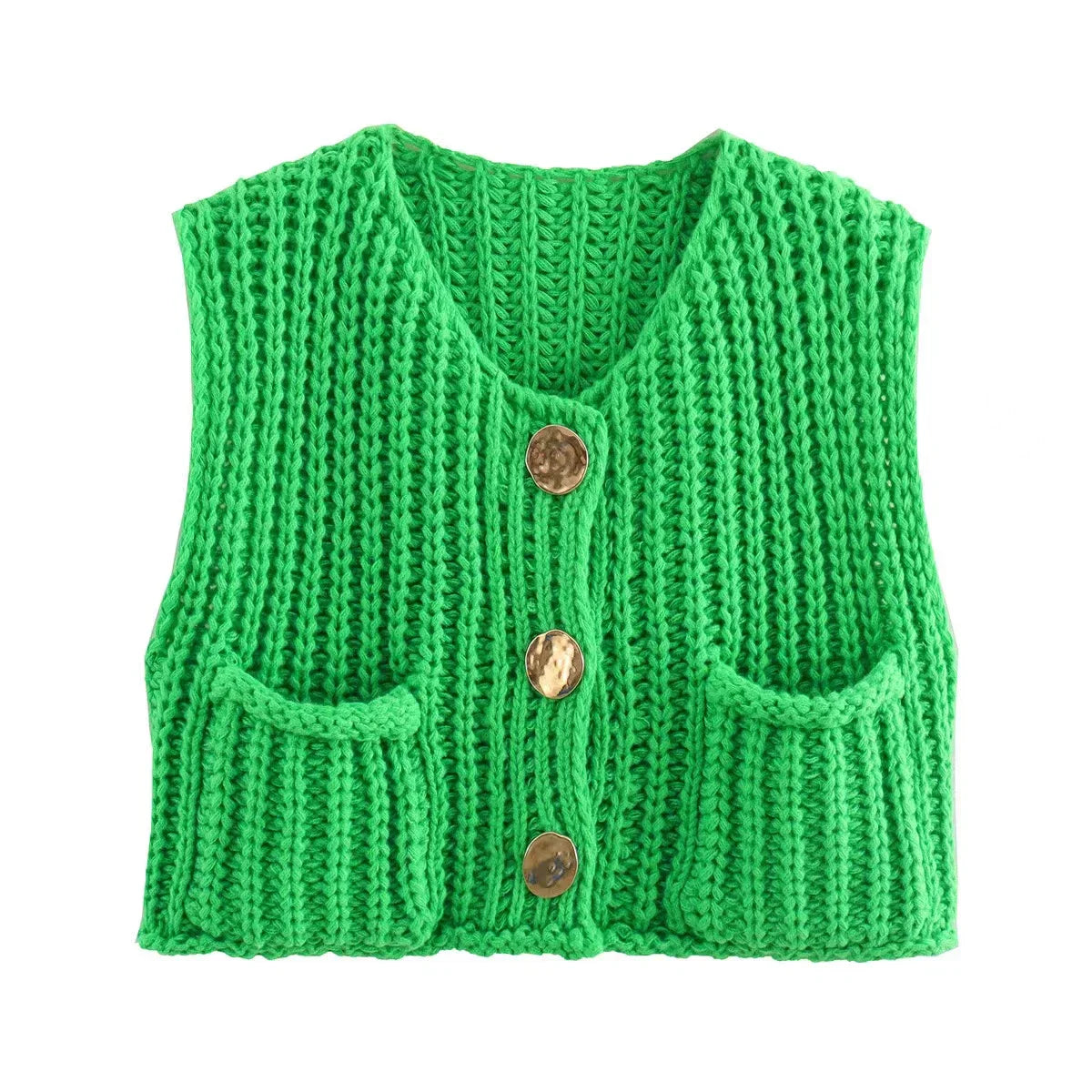 Emilien | Women's Stylish Knitted Vest with V-Neck, Button Front & Pockets – Trendy Layering Piece