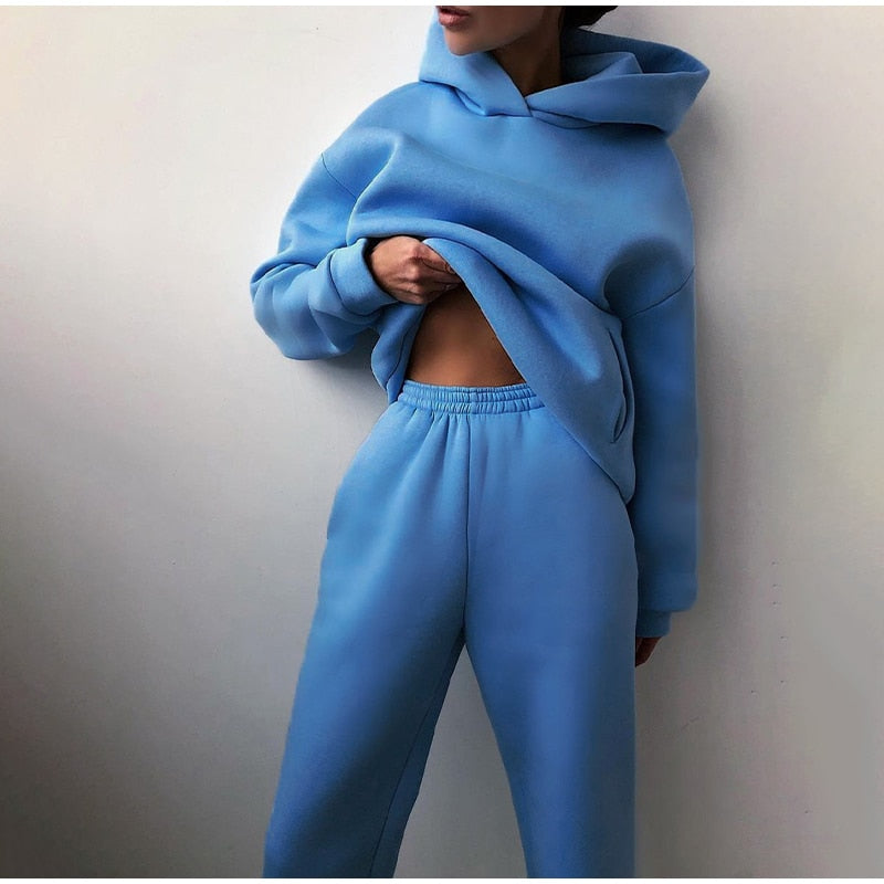 Catherine | Women’s Solid Colour Relaxed Jogging Set with Hoodie & Pants