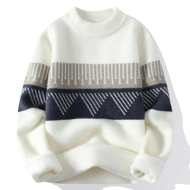 Albrecht | Men’s Crew Neck Jumper with Geometric Pattern – Warm and Stylish