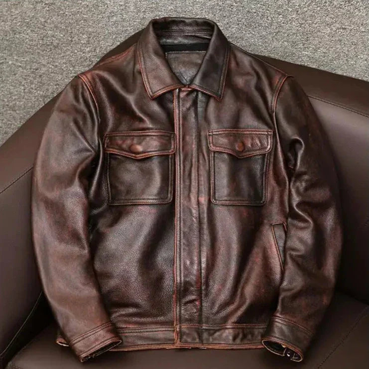 Kai | Men's Retro Style Motorcycle Jacket with Zip Closure and Multiple Pockets