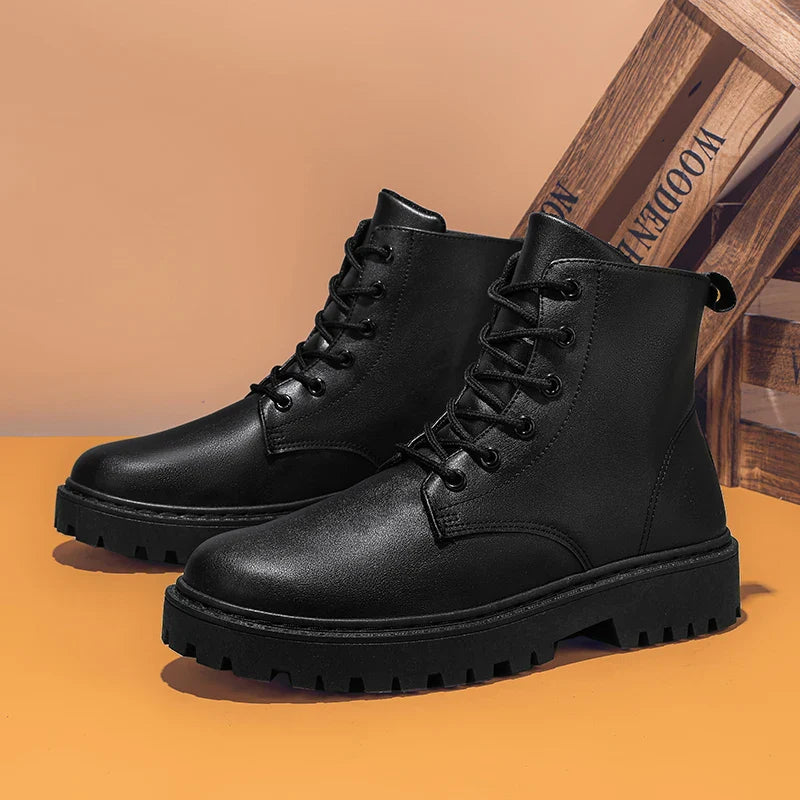 Islington | Men’s Waterproof Black High-Top Lace-Up Boots with Anti-Slip Sole