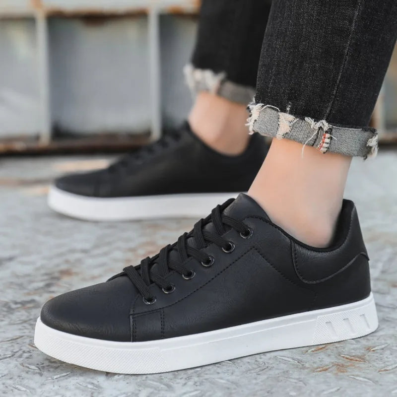 Lenard | Men’s Classic Lace-Up Leather Look Sneakers for Smart & Casual Wear
