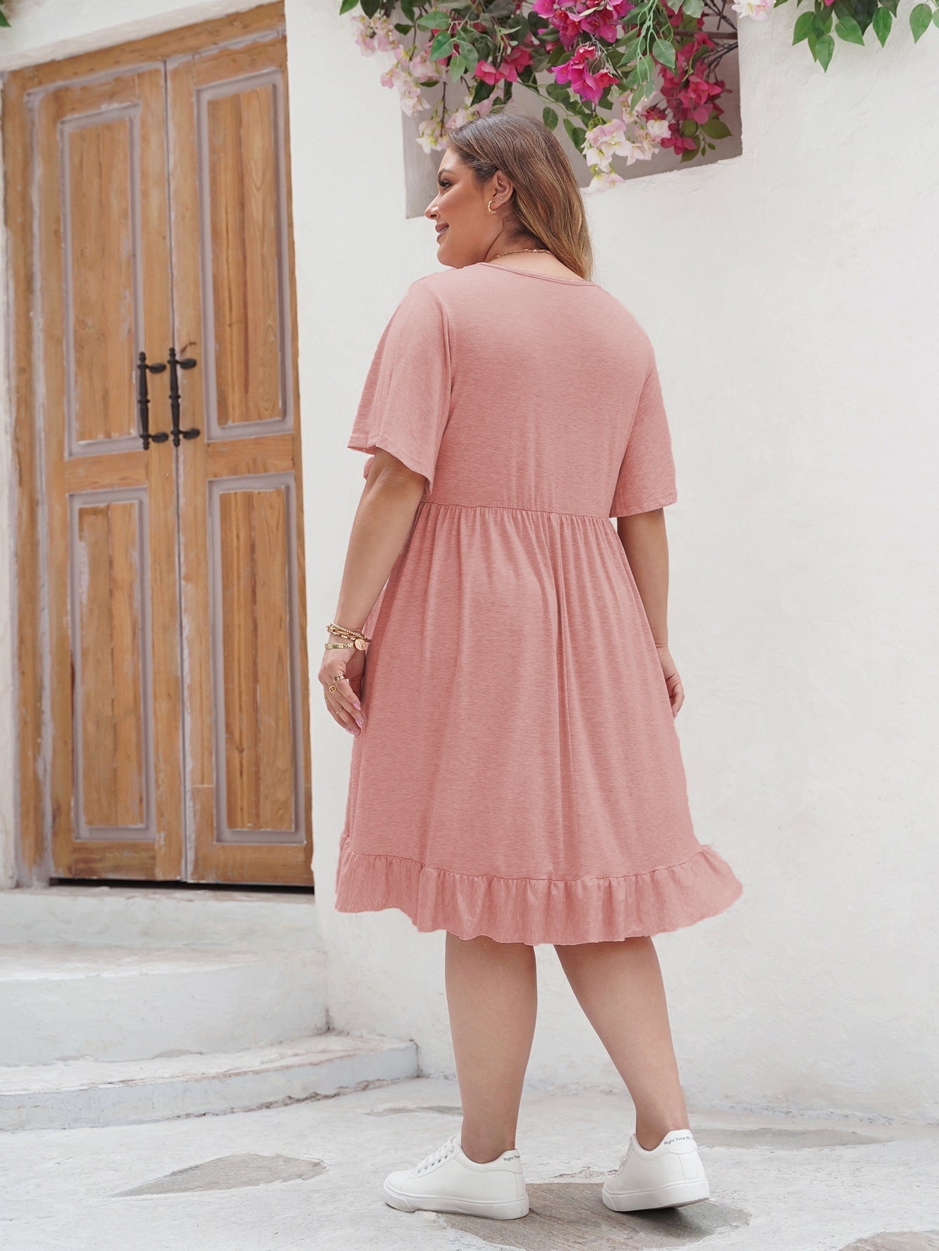 Evie | Women’s Loose Fit Summer Dress with Lace & Ruffled Hem – Lightweight, Boho Style