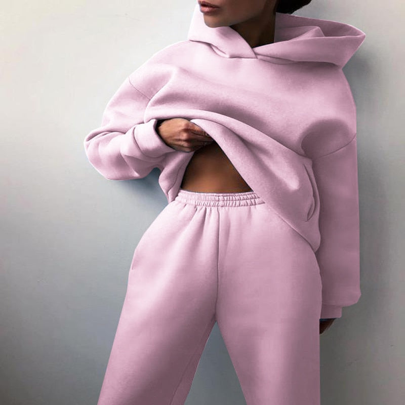 Catherine | Women’s Solid Colour Relaxed Jogging Set with Hoodie & Pants