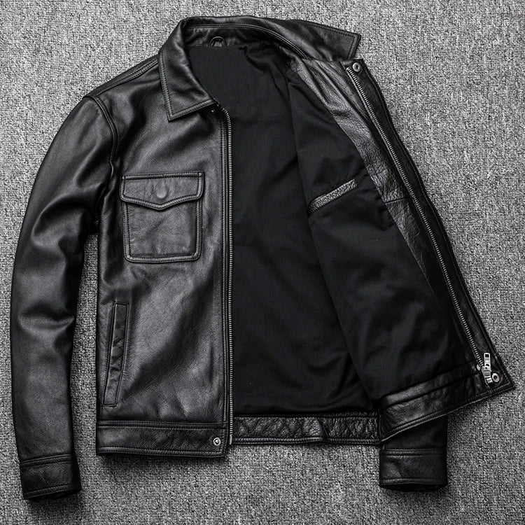 Kai | Men's Retro Style Motorcycle Jacket with Zip Closure and Multiple Pockets