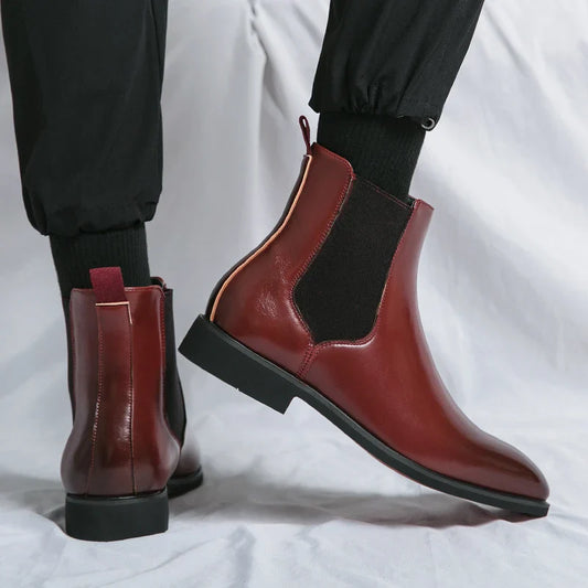 Northfield | Men’s Chelsea Slip-On Ankle Boots with Red Sole & Classic Design
