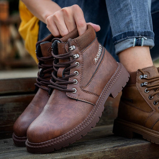 Kenrick | Men’s Brown Waterproof Steel Toe Work Boots with Slip-Resistant Sole