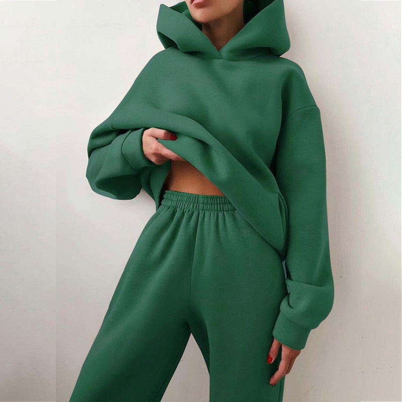 Catherine | Women’s Solid Colour Relaxed Jogging Set with Hoodie & Pants