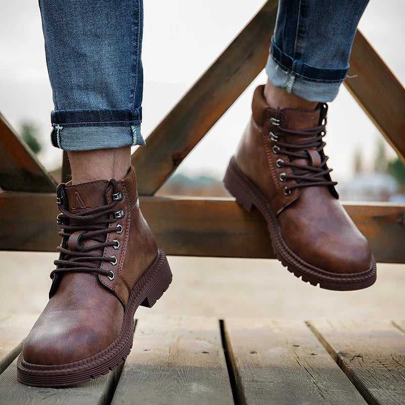 Kenrick | Men’s Brown Waterproof Steel Toe Work Boots with Slip-Resistant Sole