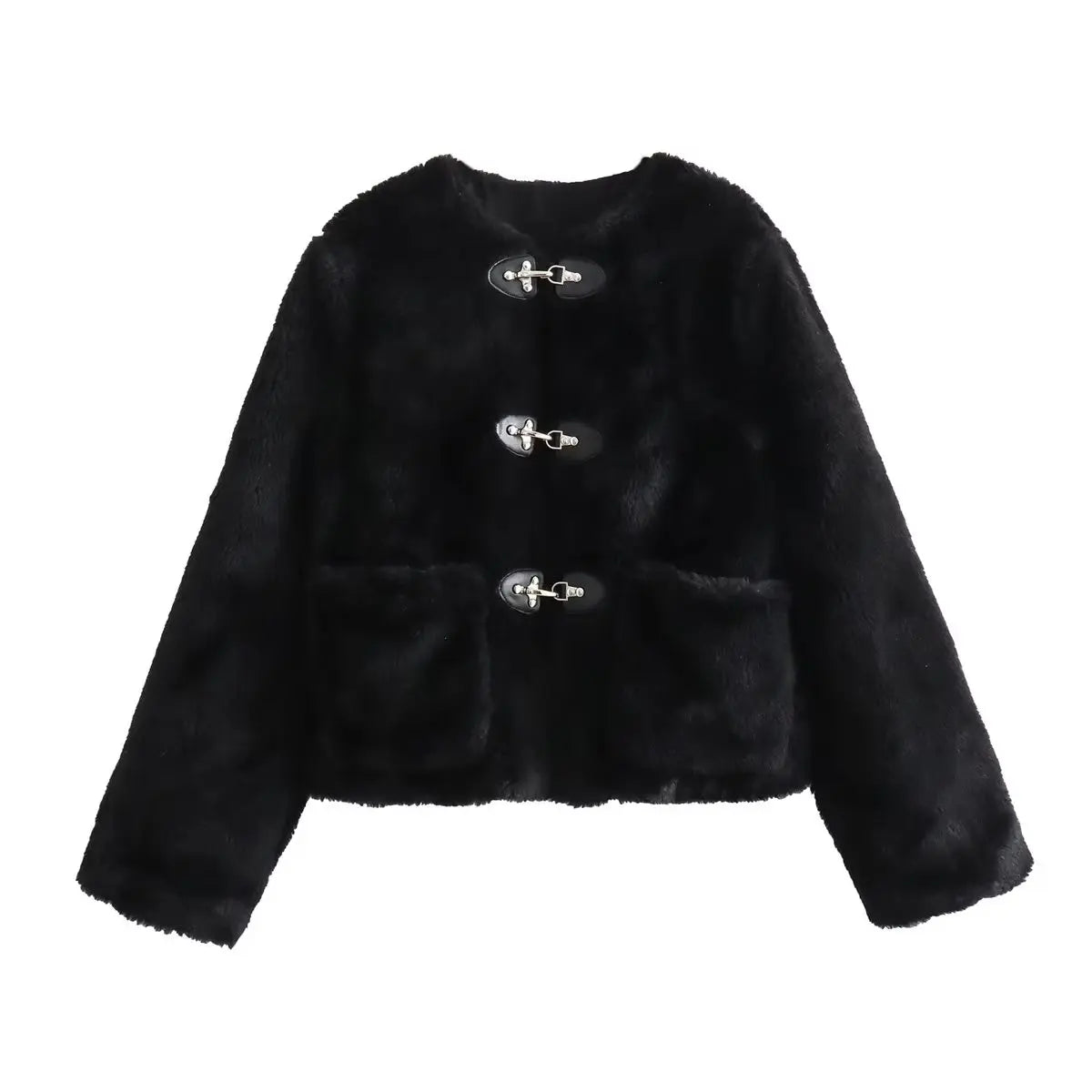 Agathe | Women's Teddy Fleece Jacket with Pockets and Elegant Closure