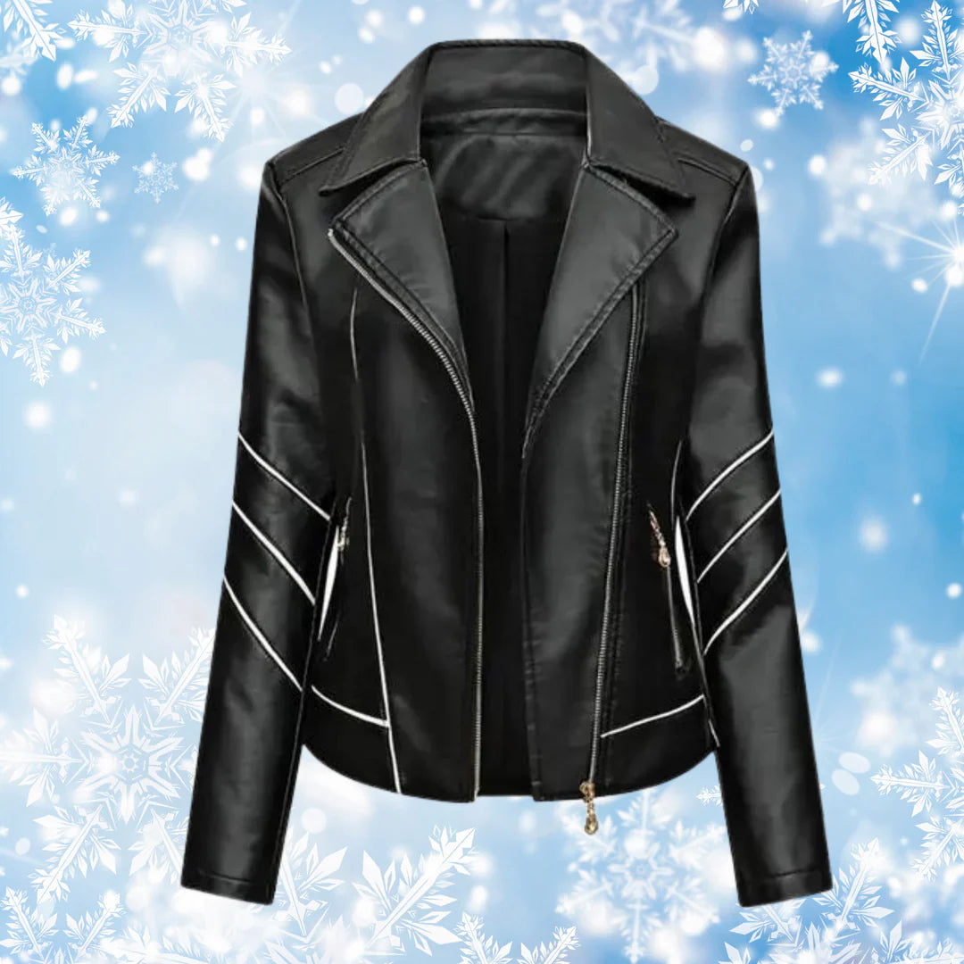 Yasindra | Women's Genuine Sheepskin Asymmetrical Slim Fit Motorcycle Leather Jacket