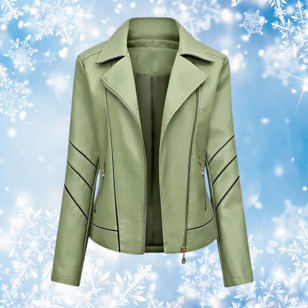 Yasindra | Women's Genuine Sheepskin Asymmetrical Slim Fit Motorcycle Leather Jacket