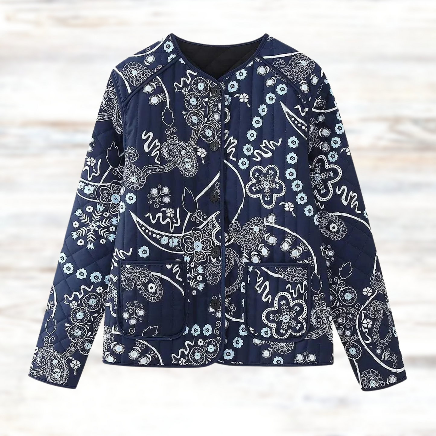 Finlira | Women's Vintage Floral Print Jacket with Pockets