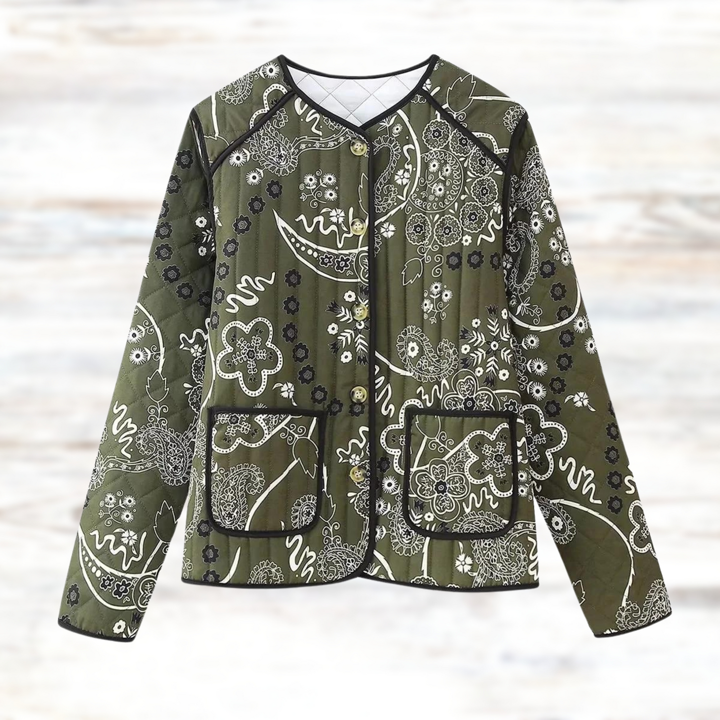 Finlira | Women's Vintage Floral Print Jacket with Pockets