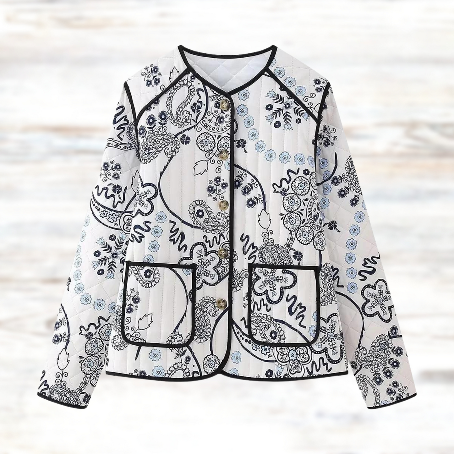 Finlira | Women's Vintage Floral Print Jacket with Pockets