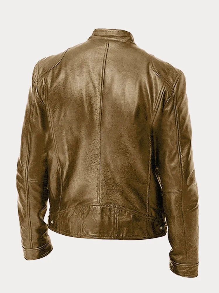 Wesley | Men's Zip-Up Leather Motorcycle Jacket with Multiple Pockets