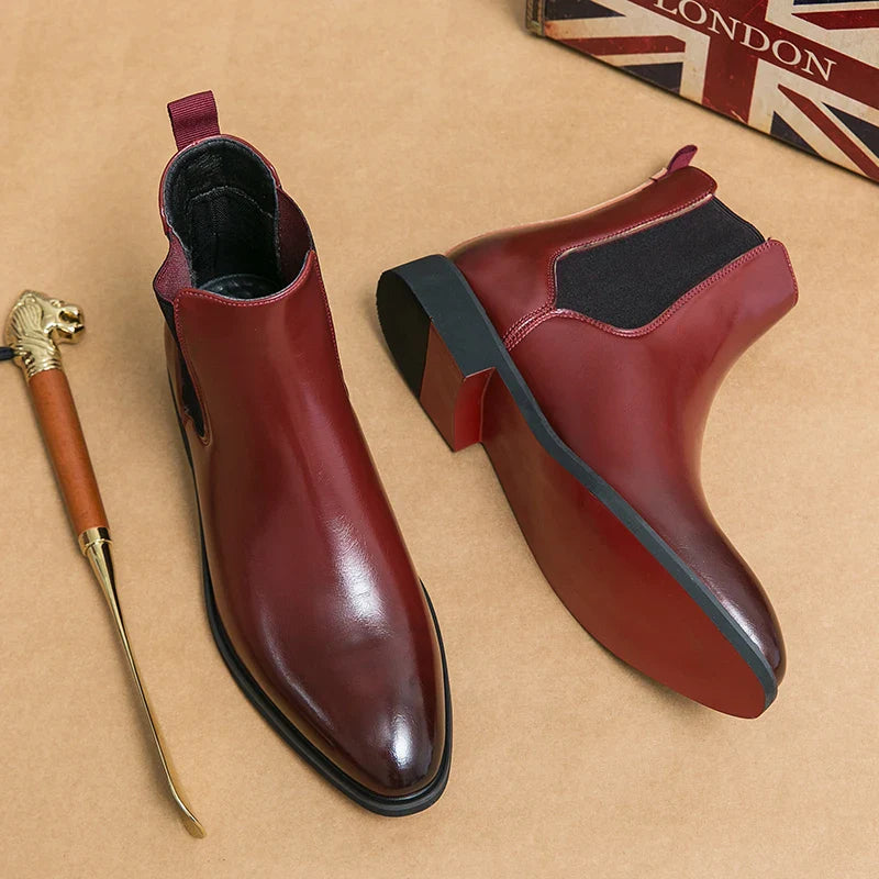 Northfield | Men’s Chelsea Slip-On Ankle Boots with Red Sole & Classic Design
