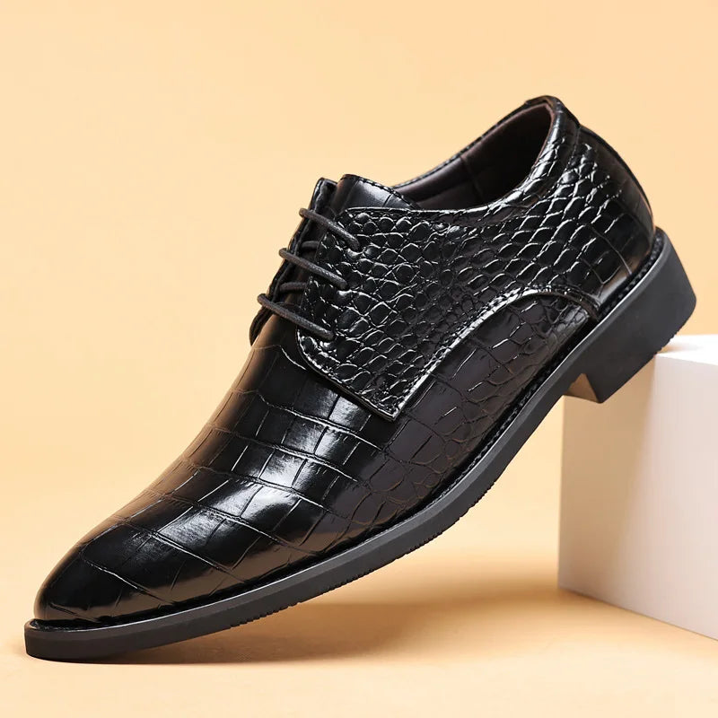 Hartmut | Men's Croc Pattern Oxford Shoes – Stylish Lace-Up Formal Shoes for Business and Special Occasions