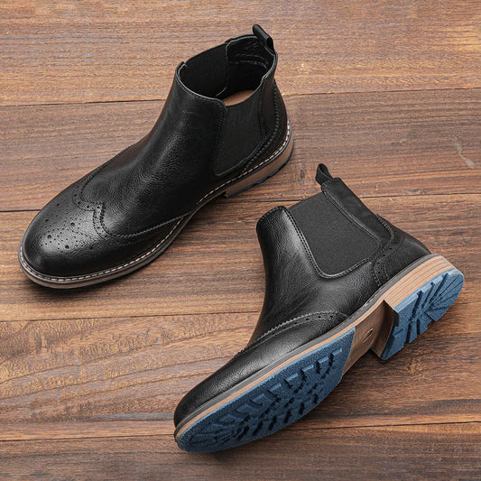 Orwell | Men’s Chelsea Ankle Boots with Brogue Detailing & Classic Design