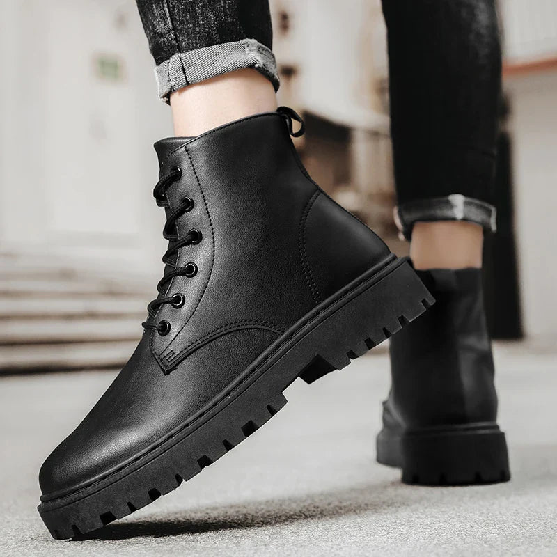 Islington | Men’s Waterproof Black High-Top Lace-Up Boots with Anti-Slip Sole