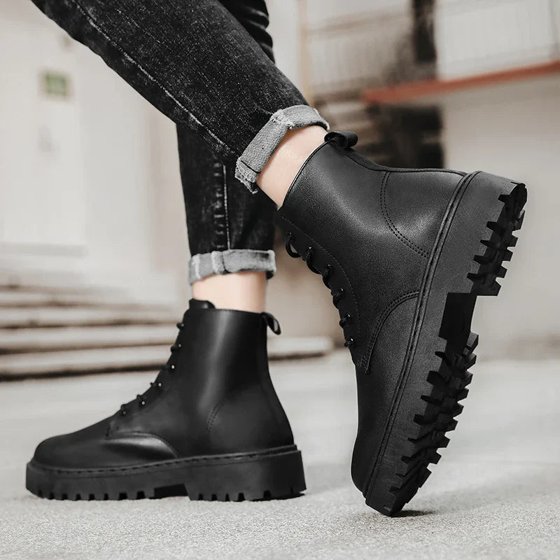 Islington | Men’s Waterproof Black High-Top Lace-Up Boots with Anti-Slip Sole