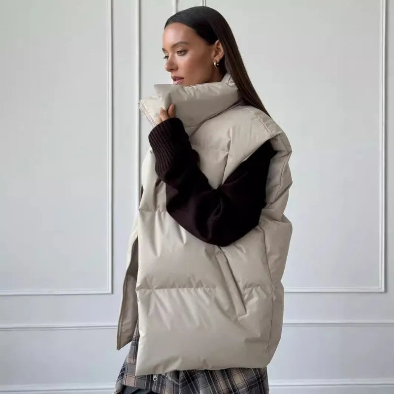 Yvette | Women's Long Padded Winter Gilet with Zip Closure