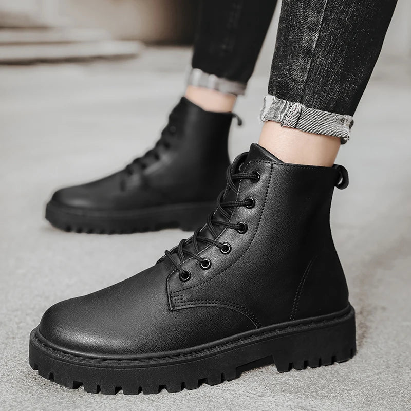 Islington | Men’s Waterproof Black High-Top Lace-Up Boots with Anti-Slip Sole