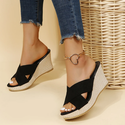 Philippa | Women's Criss Cross Wedge Sandals – Open Toe Orthopaedic Summer Shoes