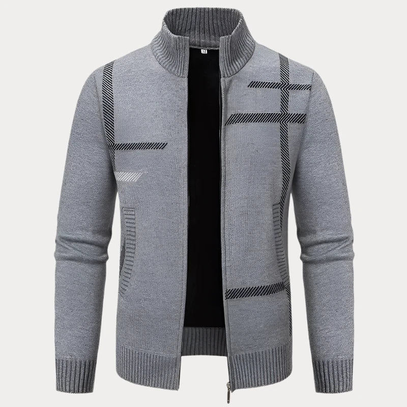 Rainald | Men's Full Zip Stand Collar Casual Cardigan with Side Pockets