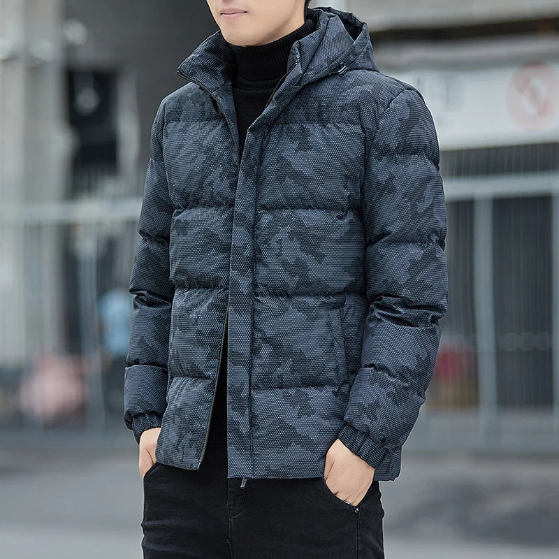 Gustav | Men's Camouflage Puffer Jacket with Hood and Practical Pockets