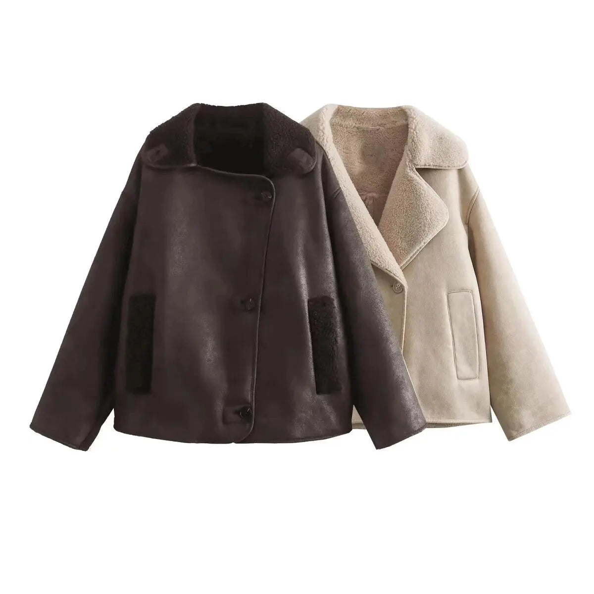 Margot | Women’s Oversized Fleece Lined Jacket with Large Lapel Collar