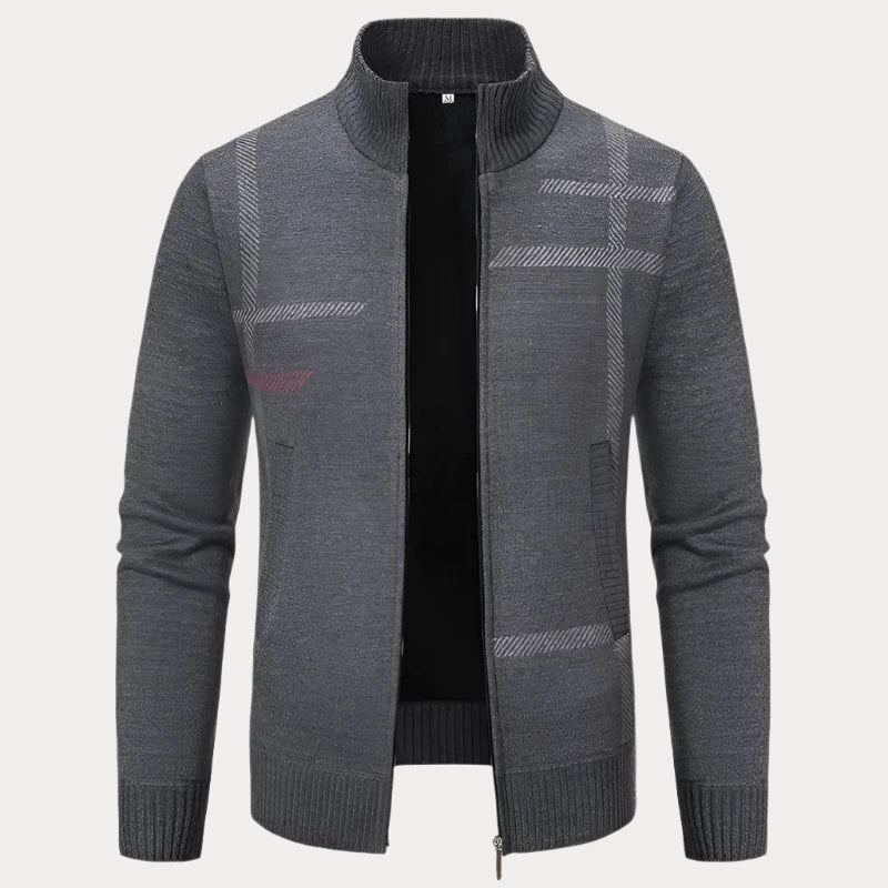 Rainald | Men's Full Zip Stand Collar Casual Cardigan with Side Pockets