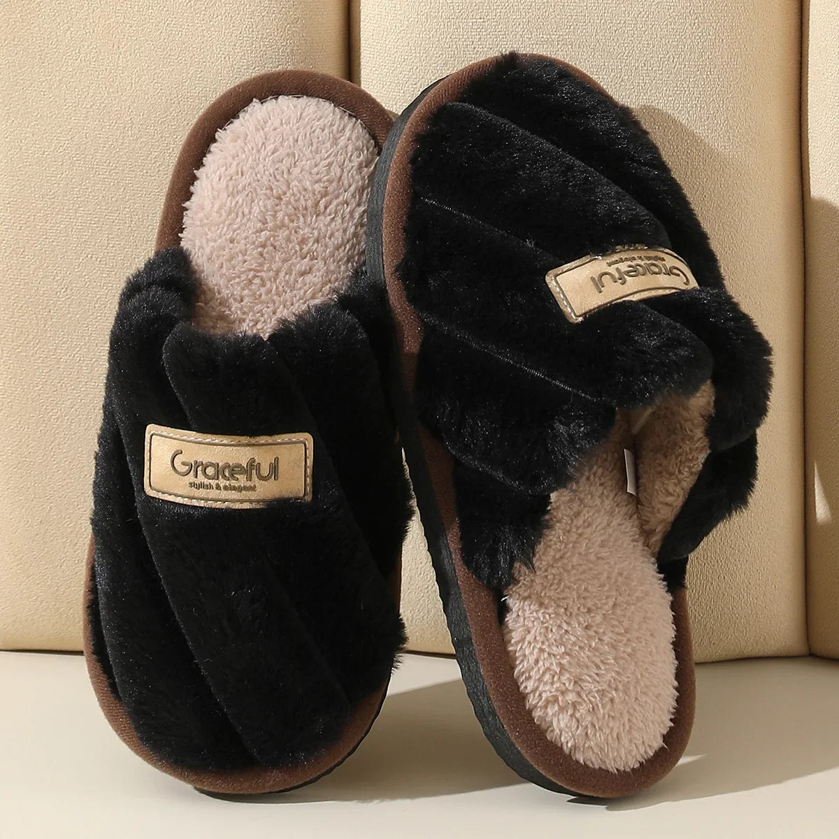 Lauren | Women’s Plush Slide Slippers with Soft Cushion & Indoor Comfort