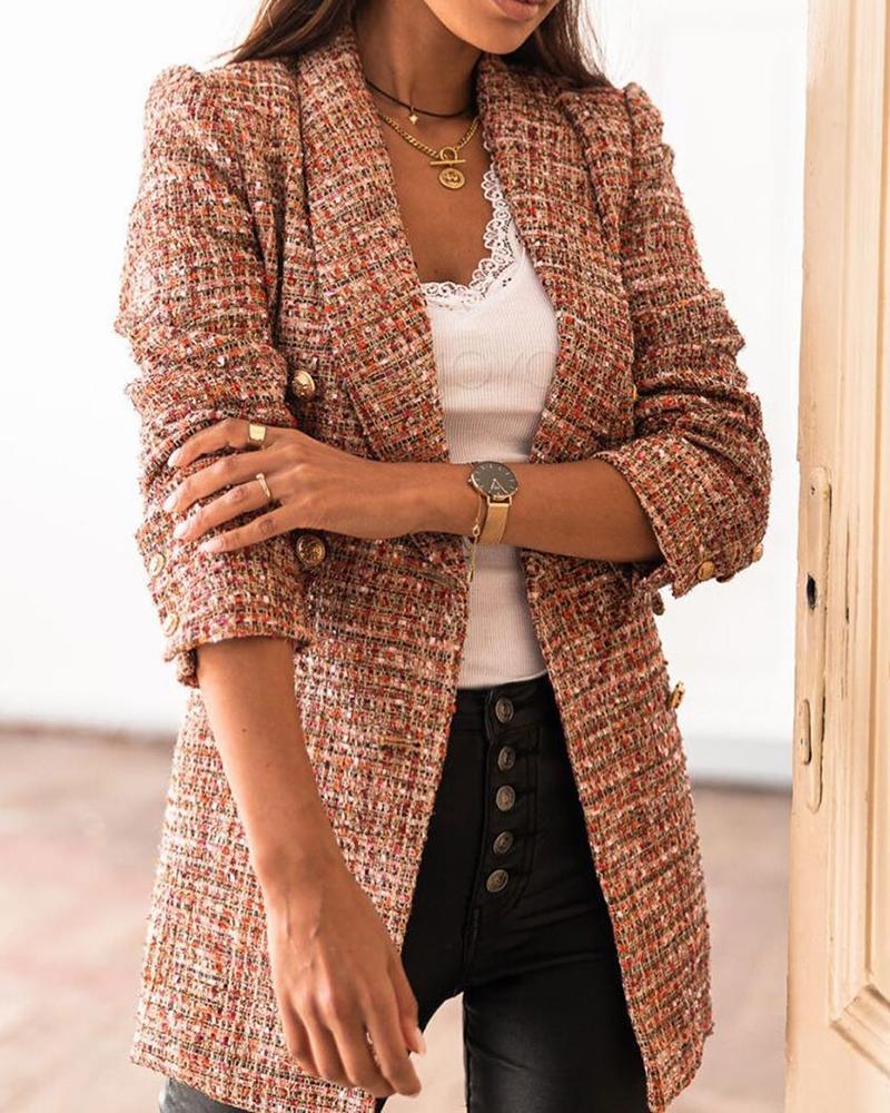 Perdita | Women's Elegant Long Tweed Plaid Blazer – Business Chic & Timeless