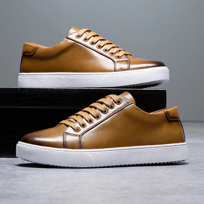 Rainer | Men’s Premium Leather Lace-Up Sneakers for Everyday Style