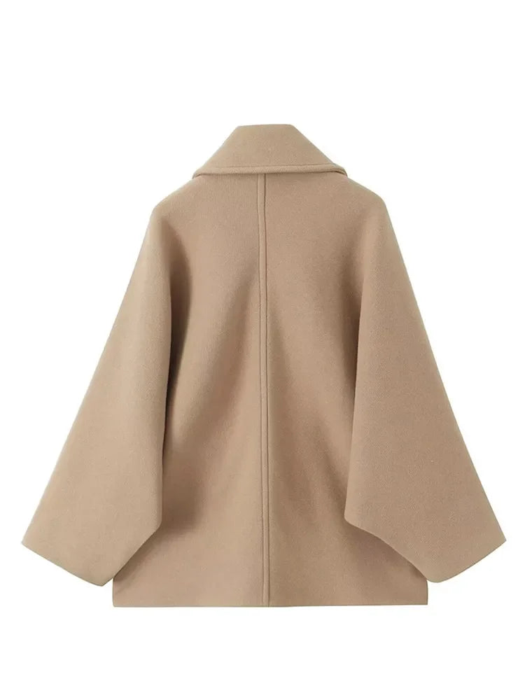 Elswyth | Women's Short Faux Wool Coat with Classic Button Detail