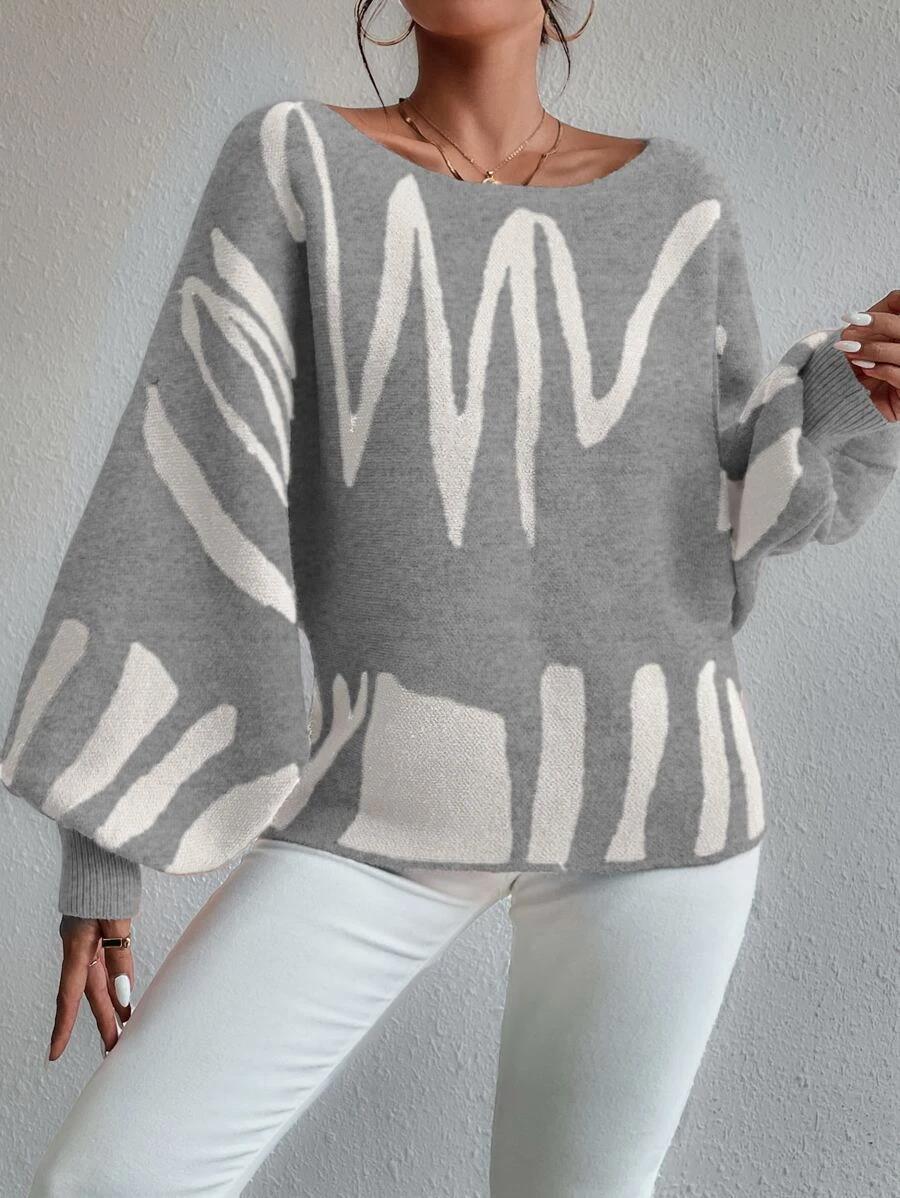 Lisandra | Women's Off-Shoulder Knit Sweater with Wavy Pattern – Stylish & Relaxed