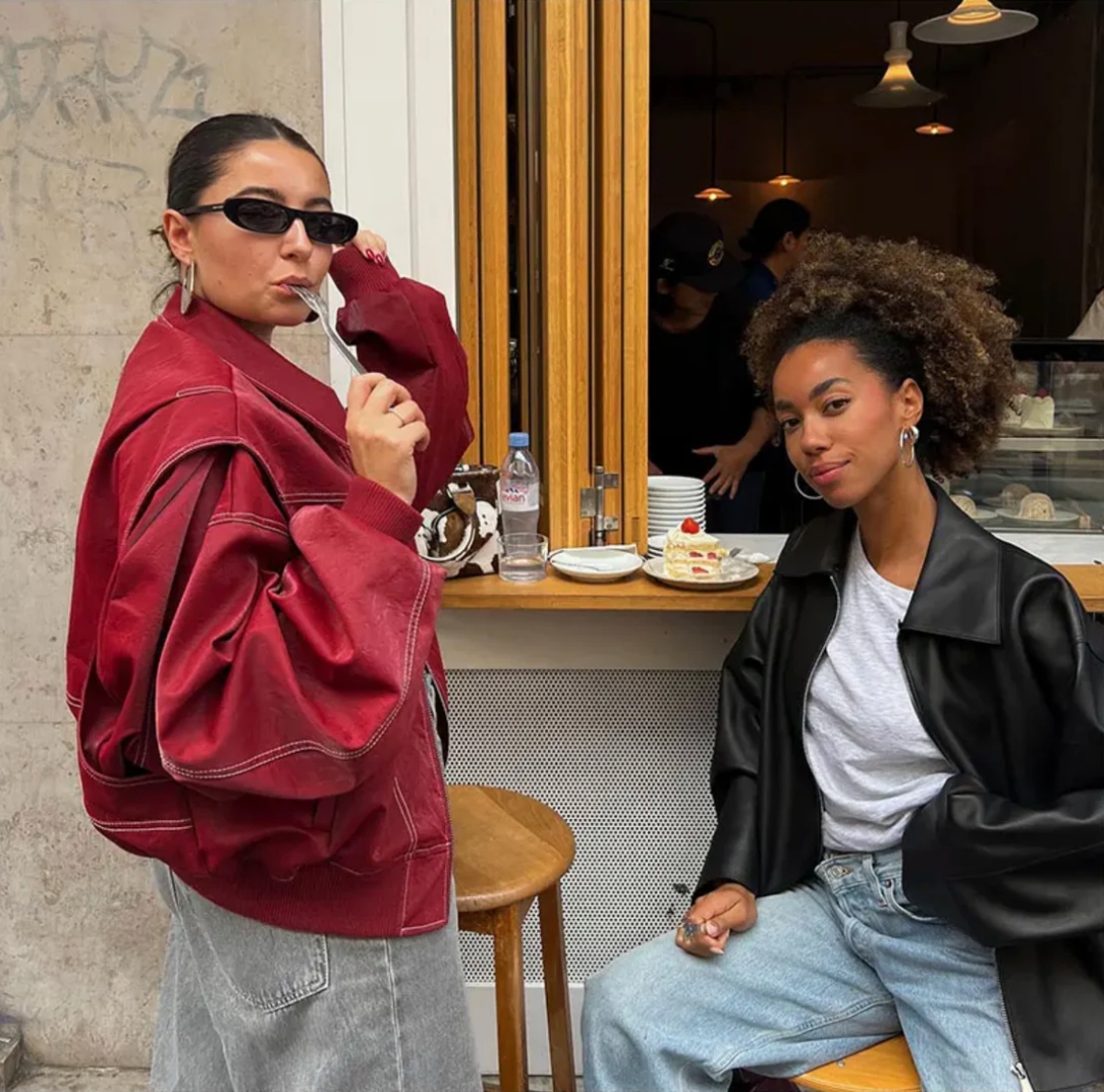 Alianora | Women’s Red Oversized Zip-Up Jacket with Lapel Collar – Stylish Casual Outerwear
