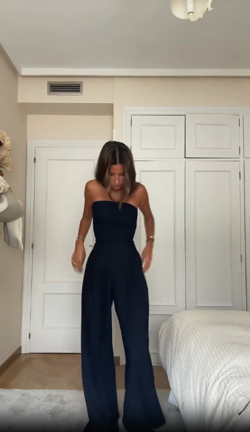 Allegra | Strapless Wide-Leg Jumpsuit with Side Pockets – Chic & Effortless