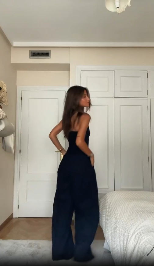 Allegra | Strapless Wide-Leg Jumpsuit with Side Pockets – Chic & Effortless