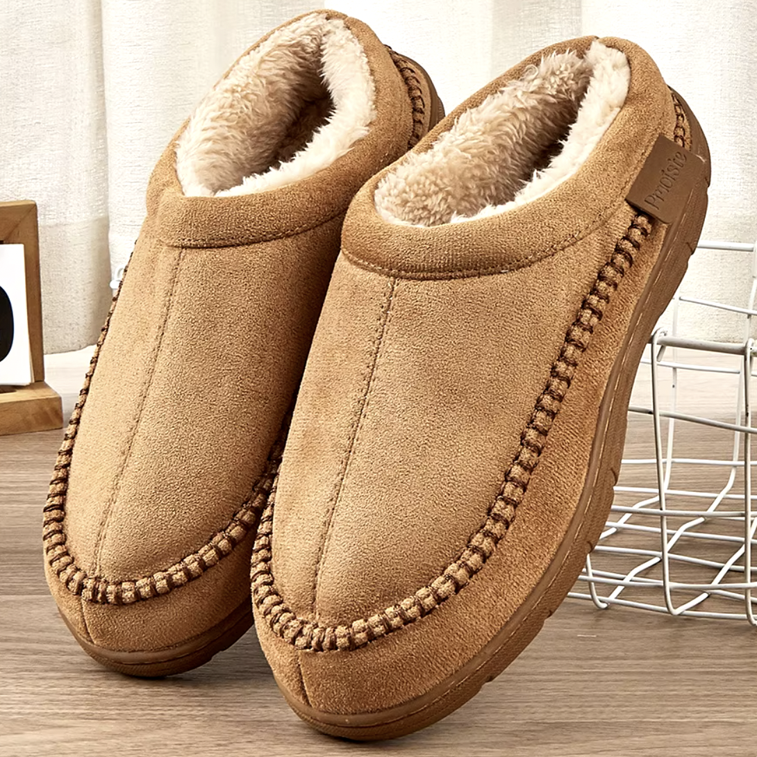Brockley | Men’s Memory Foam Mules Slippers with Warm Lining & Non-Slip Sole