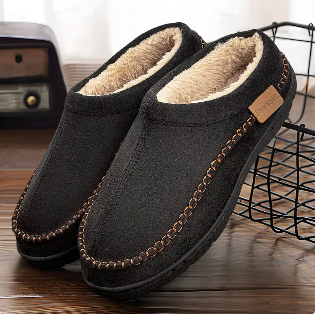 Brockley | Men’s Memory Foam Mules Slippers with Warm Lining & Non-Slip Sole