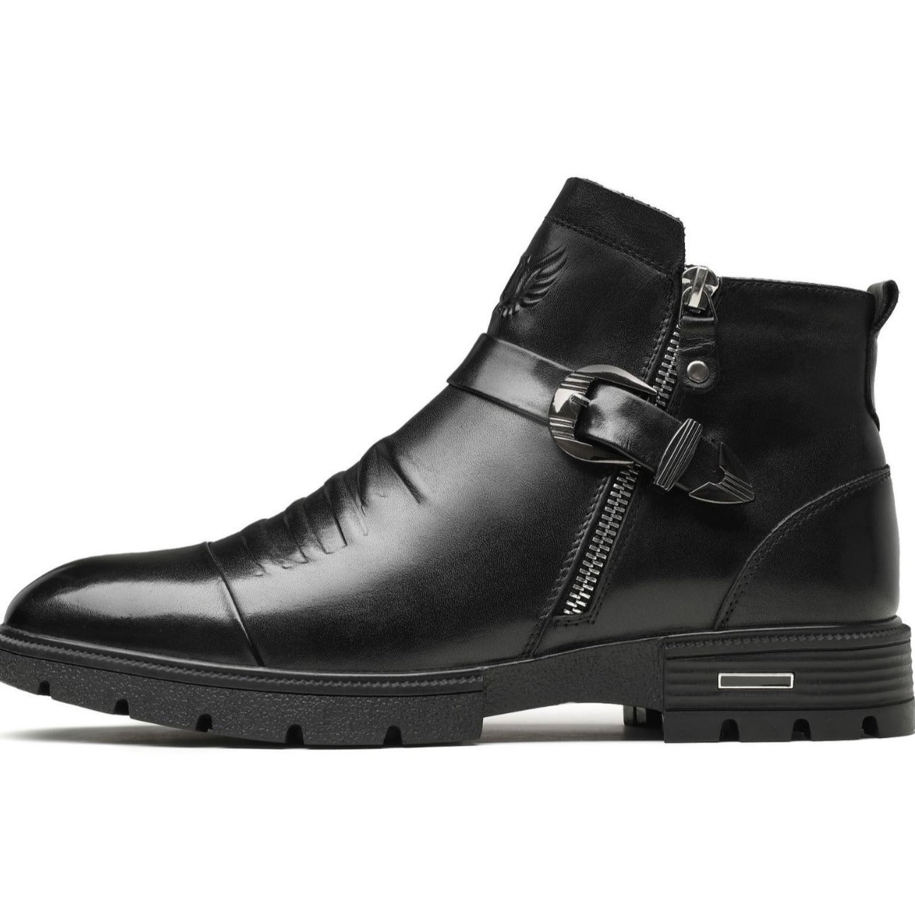 Black Men’s Slip-On Boots | Elegant Faux Leather Footwear | Comfort and Timeless Style