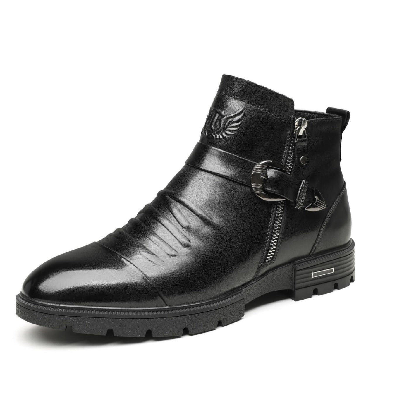 Black Men’s Slip-On Boots | Elegant Faux Leather Footwear | Comfort and Timeless Style